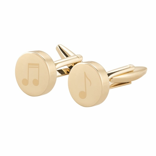 Cathys Concepts MUS-1091G Music Notes Round Cufflinks, Gold