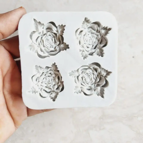 4 Cavity 3D Rose Flower Mold