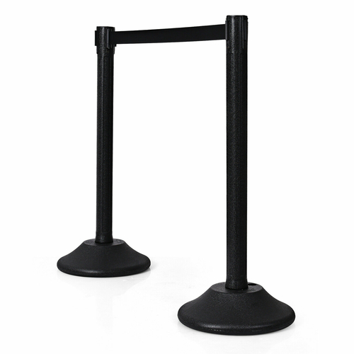 2Pcs Belt Stanchion Set Retractable Queue Safety Barrier