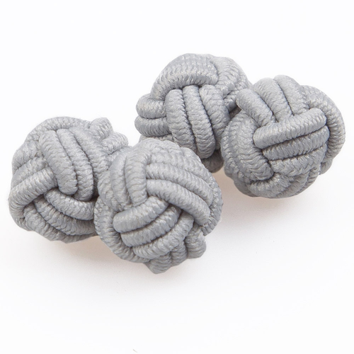 Plain Knot Fabric Cufflinks - Silver