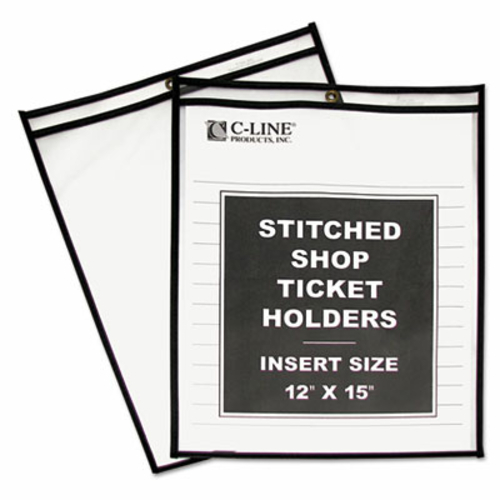 C-Line 46125 Shop Ticket Holders- Stitched- Both Sides Clear- 12 X 15-