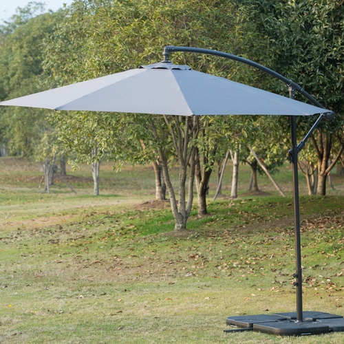 Outsunny 10' Steel Hanging Offset Banana Parasol with Stand - Grey