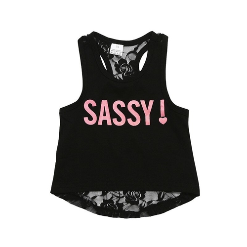 Fashion Baby Girls Tanks Lace Letter Print Tops