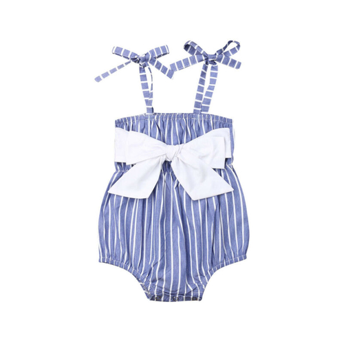 Summer Baby Girl Bow Striped Bodysuits