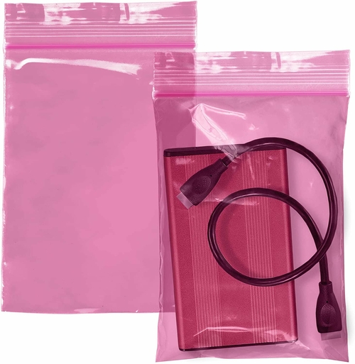 Pack of 100 Pink Anti-Static Seal Top Bags 3 x 5 Zipper Bags 3x5 Ultra