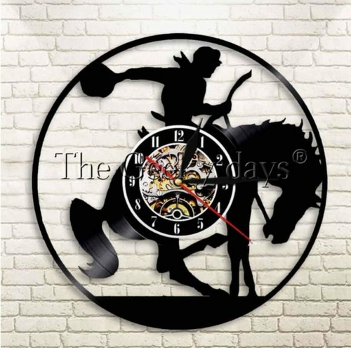 WILD WEST COWBOY HANDMADE VINYL RECORD WALL CLOCK FAN GIFT