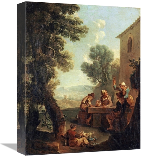 Global Gallery GCS-266898-16-142 16 in. Peasants Drinking by a Farmhou