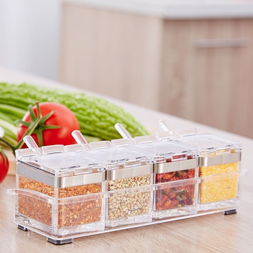 4Pcs/Set Acrylic Kitchen Seasoning Box Spice Jar