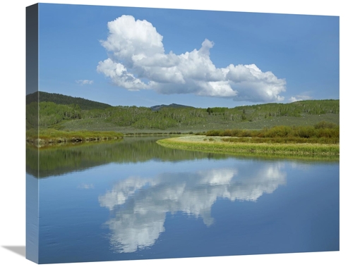 Global Gallery GCS-396828-22-142 22 in. Cumulus Clouds Over Green Rive