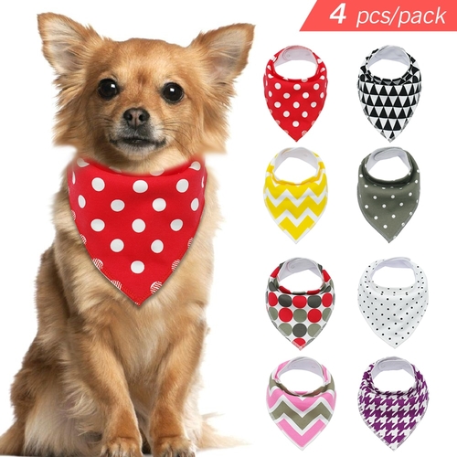 4pcs Dog Bandana Pet Cotton Bib Scarf Dogs