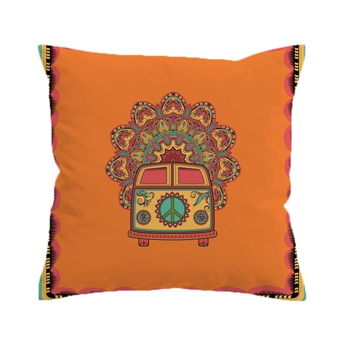 Hippie Vintage Car Cushion Cover Mandala