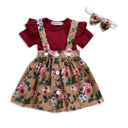 0 24M Little Girls Floral Clothes Sets 3Pcs Infnat