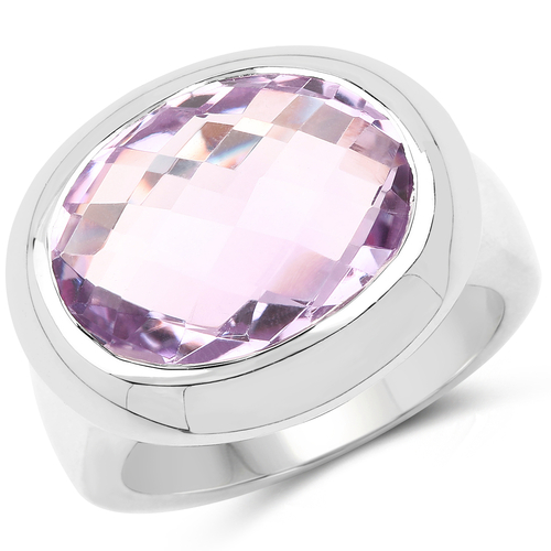 8.00 Carat Genuine Pink Amethyst .925 Sterling Silver Ring