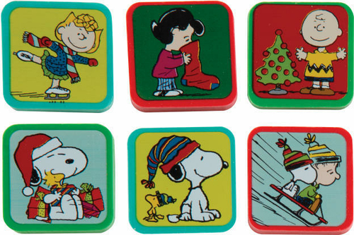 Peanuts Holiday Character Erasers - 2 Count, 48 Piece, 6 Designs