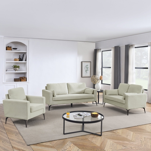 3 Piece Living Room Sofa Set, including 3-Seater Sofa, Loveseat and