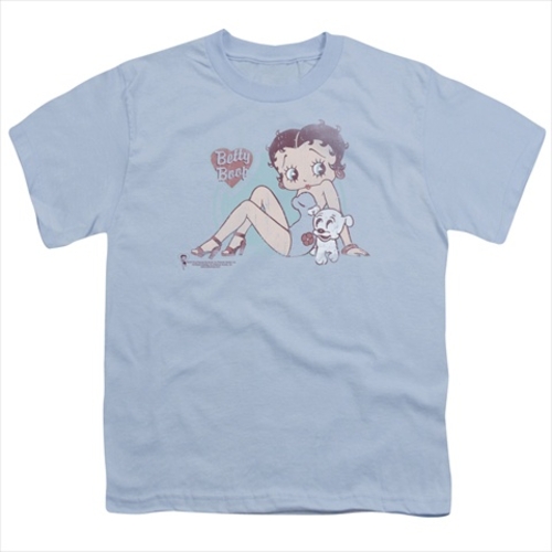 Boop-Vintage Pin Pup - Short Sleeve Youth 18-1 Tee- Light Blue - Small