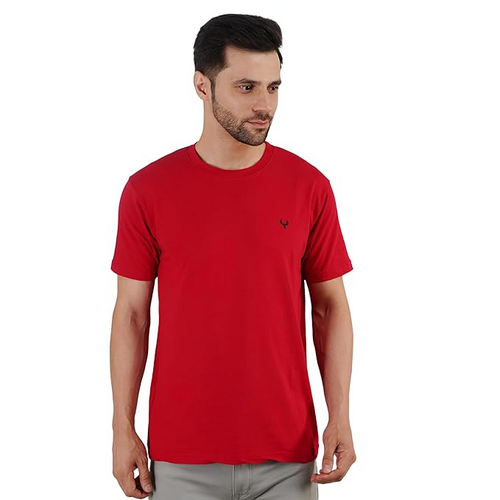 Men Cotton Fabric Half Sleeve T-Shirt (Size-L) (Color-MAROON)