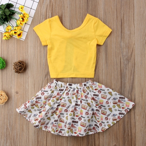 Toddler Kids Baby Girls Outfits Summer Solid Tops