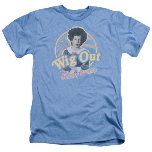 Trevco Brady Bunch-Wig Out - Adult Heather Tee - Light Blue- Extra Lar