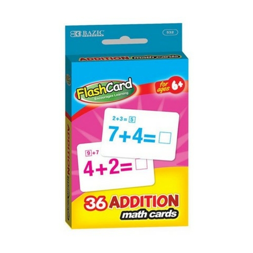 Bazic 532 BAZIC Addition Flash Cards (36/Pack) Pack of 36