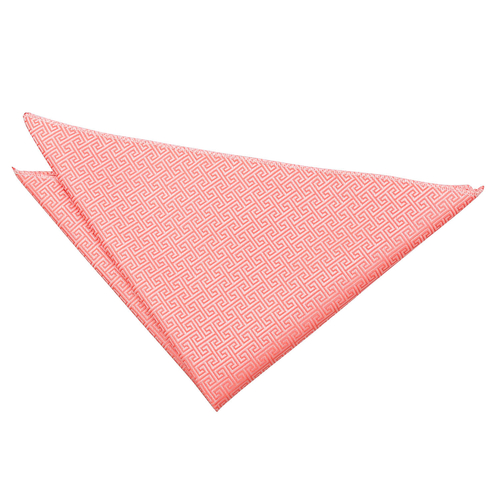 Greek Key Handkerchief - Coral