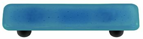 Hot Knobs HK1029-PB Egyptian Blue Rectangle Glass Cabinet Pull - Black
