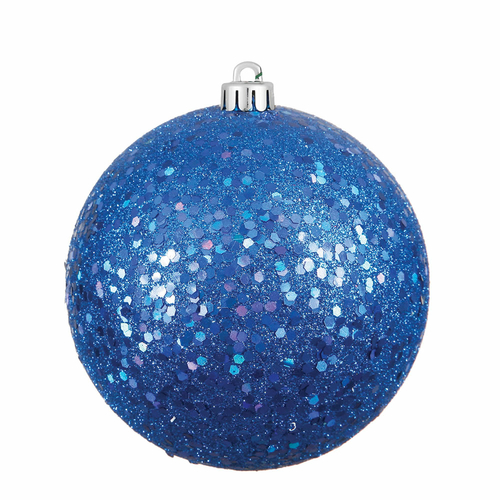 Vickerman N593002DQ Blue Sequin Drilled Cap Ball Ornament, 12 in.