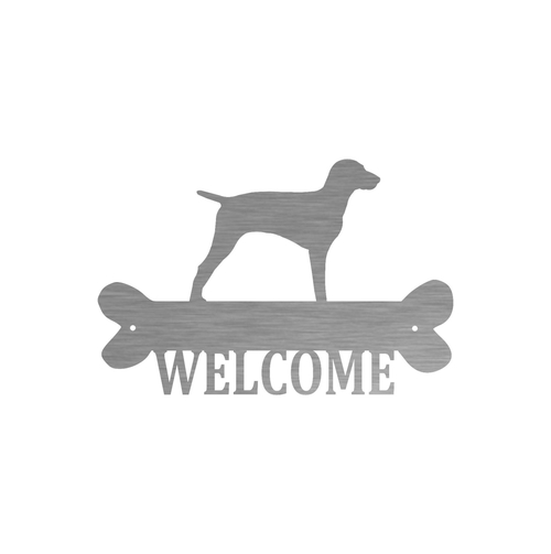 Precision Metal Art POINTERWELCOME-18SS 18 in. Pet Pointer Steel Laser
