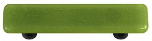 Hot Knobs HK1019-PB Olive Green Rectangle Glass Cabinet Pull - Black P