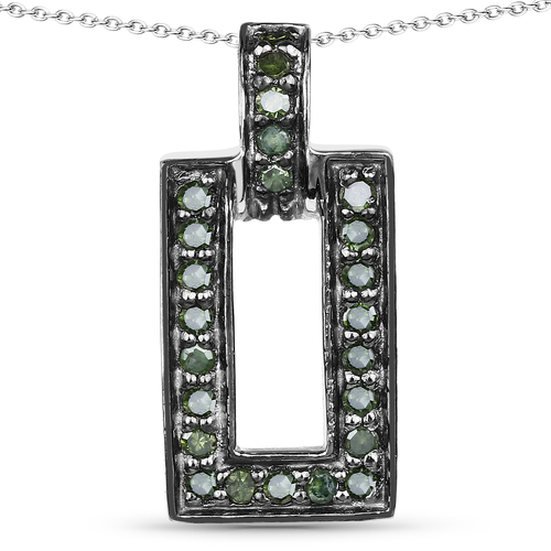 0.36 Carat Genuine Green Diamond .925 Sterling Silver Pendant