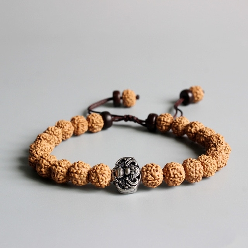 Tibetan Buddhism Rudraksha Seed OM Mala Beads