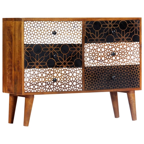 Sideboard with Printed Pattern 35.4"x11.8"x27.6" Solid Mango Wood