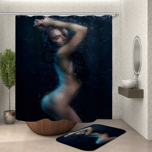 Showering Naked Girl Shower Curtain