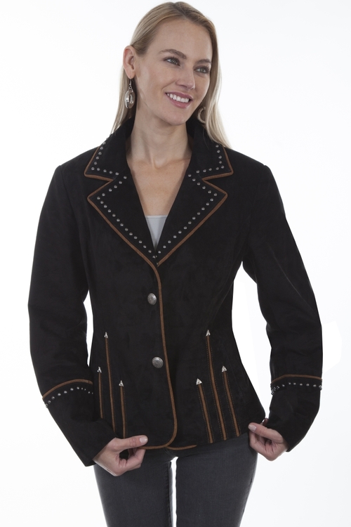 Scully L1015-19 M Suede Arrowhead Studded Jacket, Black - Medium