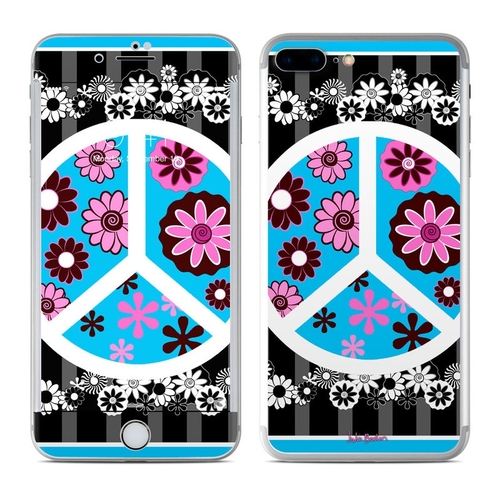 DecalGirl AIP7P-PFLWRS-BLK Apple iPhone 7 Plus Skin - Peace Flowers Bl