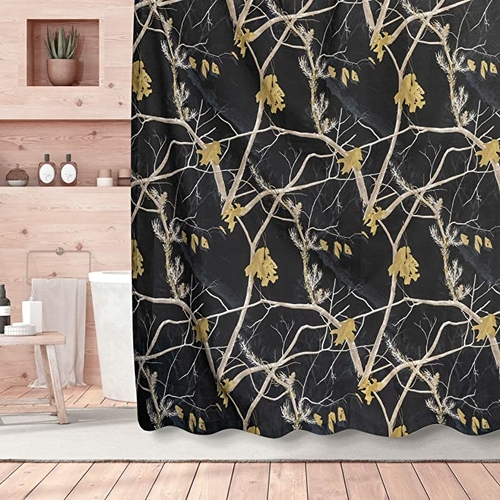 RealTree - All Purpose Black - Camo Cabin Farmhouse Shower Curtain