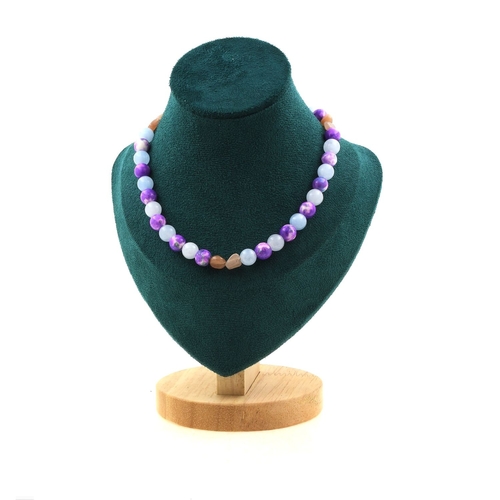 Sunstone + Chalcedony + Jasper beads 8 mm necklace