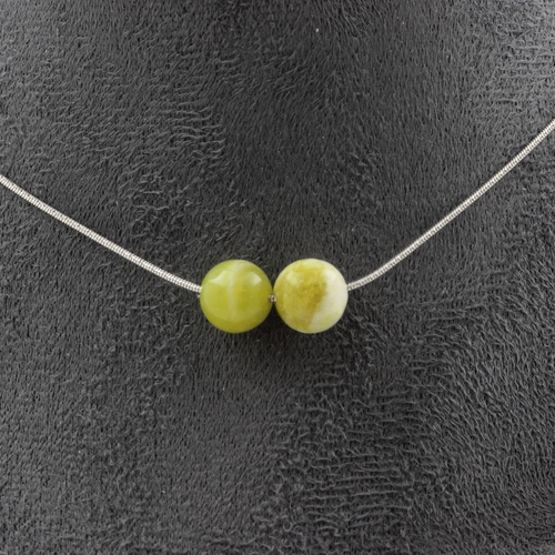 Serpentine 8 mm 2 beads necklace