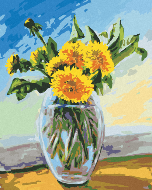 Paint by Numbers - DANDELIONS IN A GLASS VASE