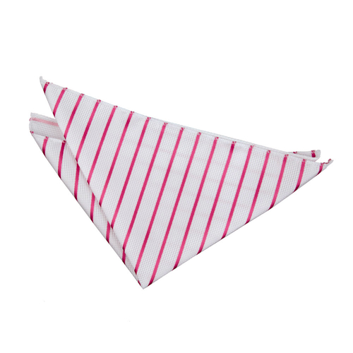 Single Stripe Handkerchief - Ivory & Hot Pink