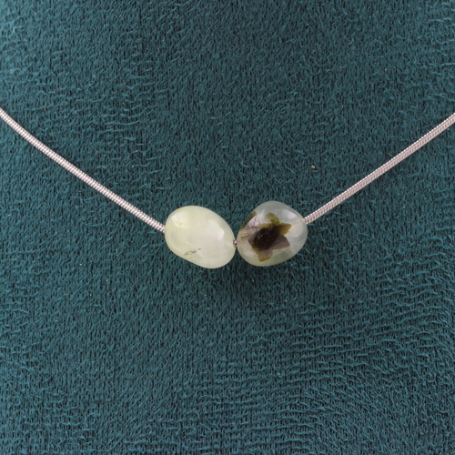 Prehnite from Canada 2 beads necklace.