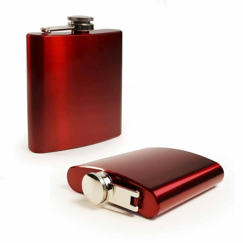 Tuff Luv I13-4 6 oz Modern Style Hip Flask, Smooth Crimson Red Glo