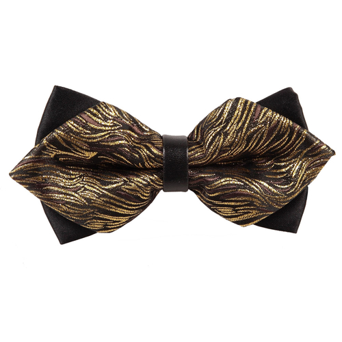 Diamond Tip Pre-Tied Bow Tie - Tiger Stripes Gold