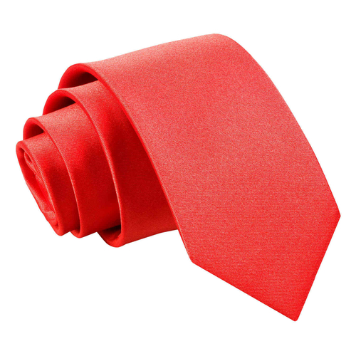 Plain Satin Classic Tie - Boys - Red