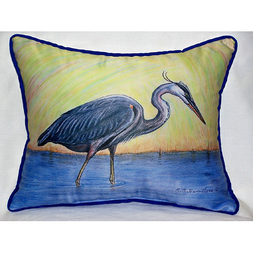 Betsy Drake HJ027 Blue Heron Art Only Pillow 15"x22"