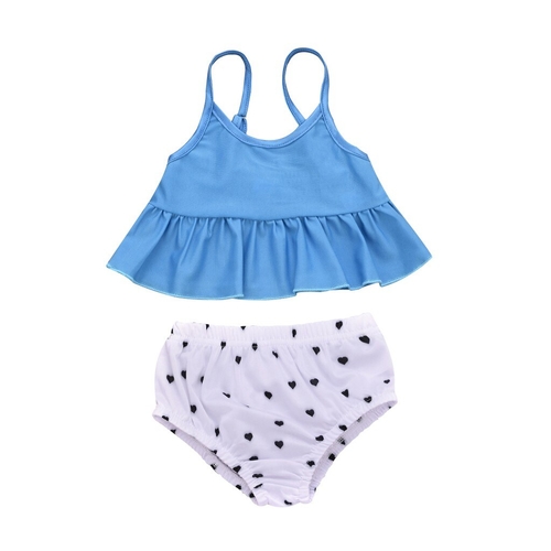 Summer Baby Girl Swimsuit Kids Solid Dot Two Piece