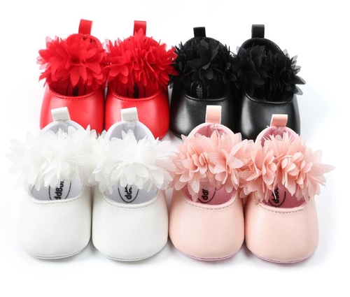 Floral style PU leather infant baby moccains soft