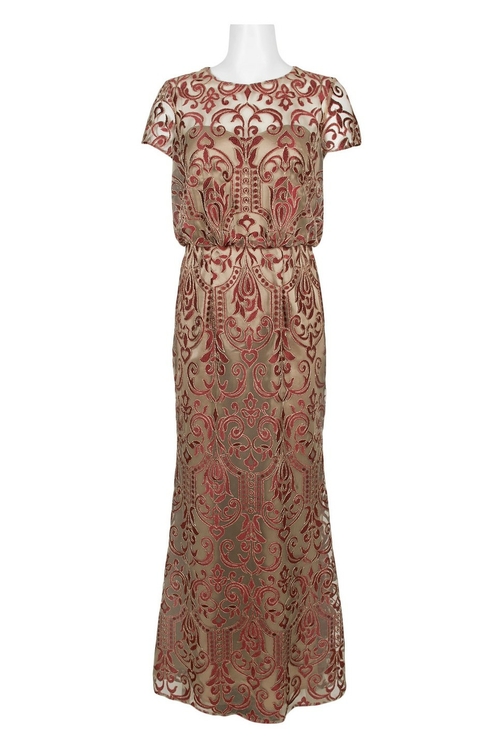 JS Collections Crew Neck Short Sleeve Blouson Illusion Zipper Back