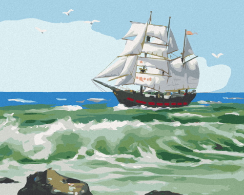 Zuty - Paint by Numbers - ARRIVING SAILING SHIP (D. RUSTY RUST), 40x50