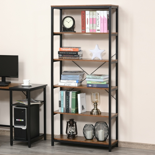 HOMCOM Retro Industrial Bookcase Storage Shelf Closet Floor Standing